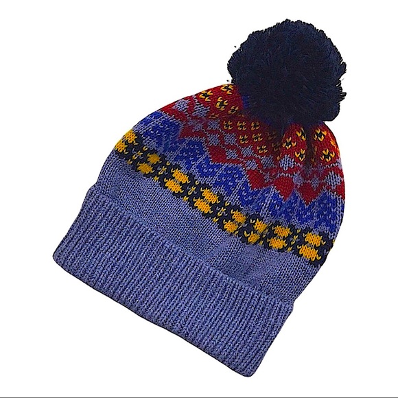 GOOD FELLOWS Knit cap Gray Burgundy Gold Black Ski Cap One size - Picture 3 of 6